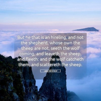 Picture 05 - John 10:12 KJV - But he that is an hireling, and not the shepherd, - Bible Verse Picture