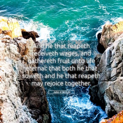 Picture 05 - John 4:36 KJV - And he that reapeth receiveth wages, and - Bible Verse Picture