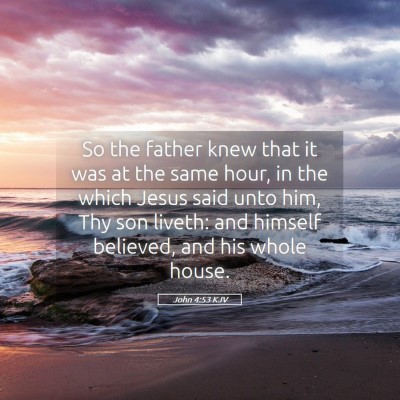 Picture 05 - John 4:53 KJV - So the father knew that it was at the same hour, - Bible Verse Picture