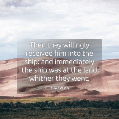 Picture 05 - John 6:21 KJV - Then they willingly received him into the ship: - Bible Verse Picture
