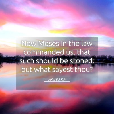 Picture 05 - John 8:5 KJV - Now Moses in the law commanded us, that such - Bible Verse Picture