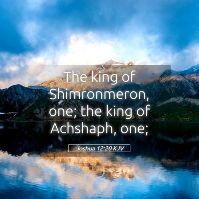 Picture 05 - Joshua 12:20 KJV - The king of Shimronmeron, one; the king of - Bible Verse Picture