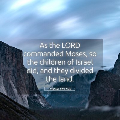 Picture 05 - Joshua 14:5 KJV - As the LORD commanded Moses, so the children of - Bible Verse Picture