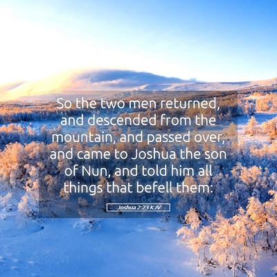 Picture 05 - Joshua 2:23 KJV - So the two men returned, and descended from the - Bible Verse Picture