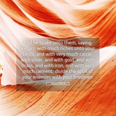 Picture 05 - Joshua 22:8 KJV - And he spake unto them, saying, Return with much - Bible Verse Picture