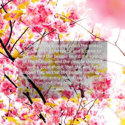 Picture 05 - Joshua 6:20 KJV - So the people shouted when the priests blew with - Bible Verse Picture