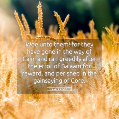 Picture 05 - Jude 1:11 KJV - Woe unto them! for they have gone in the way of - Bible Verse Picture