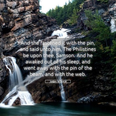 Picture 05 - Judges 16:14 KJV - And she fastened it with the pin, and said unto - Bible Verse Picture