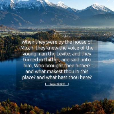 Picture 05 - Judges 18:3 KJV - When they were by the house of Micah, they knew - Bible Verse Picture