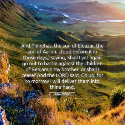Picture 05 - Judges 20:28 KJV - And Phinehas, the son of Eleazar, the son of - Bible Verse Picture