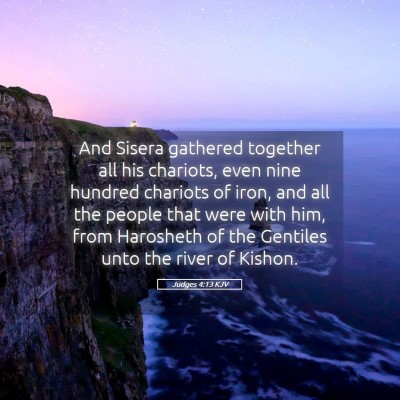Picture 05 - Judges 4:13 KJV - And Sisera gathered together all his chariots, - Bible Verse Picture