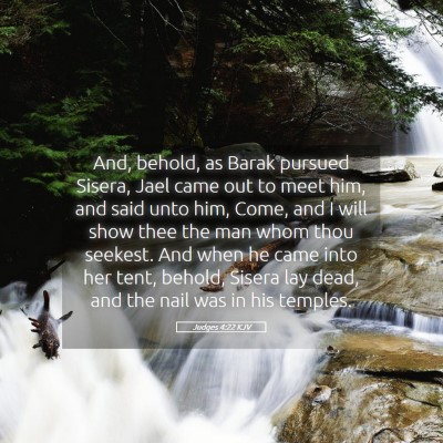 Picture 05 - Judges 4:22 KJV - And, behold, as Barak pursued Sisera, Jael came - Bible Verse Picture