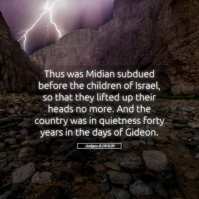 Picture 05 - Judges 8:28 KJV - Thus was Midian subdued before the children of - Bible Verse Picture