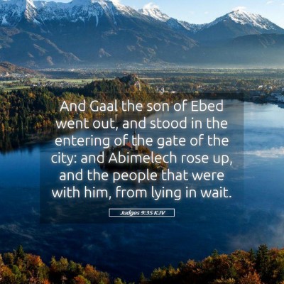 Picture 05 - Judges 9:35 KJV - And Gaal the son of Ebed went out, and stood in - Bible Verse Picture