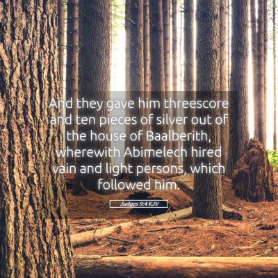 Picture 05 - Judges 9:4 KJV - And they gave him threescore and ten pieces of - Bible Verse Picture