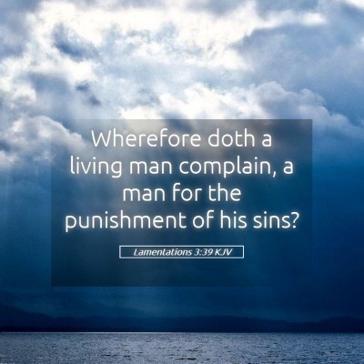 Picture 05 - Lamentations 3:39 KJV - Wherefore doth a living man complain, a man for - Bible Verse Picture