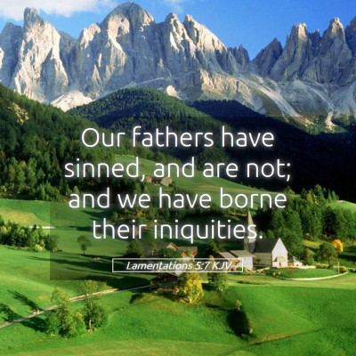 Picture 05 - Lamentations 5:7 KJV - Our fathers have sinned, and are not; and we have - Bible Verse Picture