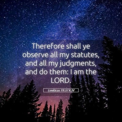 Picture 05 - Leviticus 19:37 KJV - Therefore shall ye observe all my statutes, and - Bible Verse Picture