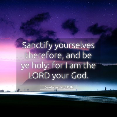 Picture 05 - Leviticus 20:7 KJV - Sanctify yourselves therefore, and be ye holy: - Bible Verse Picture