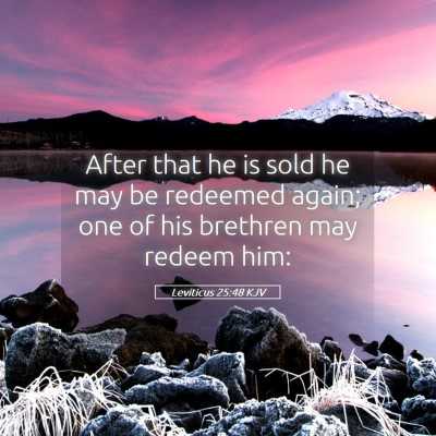 Picture 05 - Leviticus 25:48 KJV - After that he is sold he may be redeemed again; - Bible Verse Picture