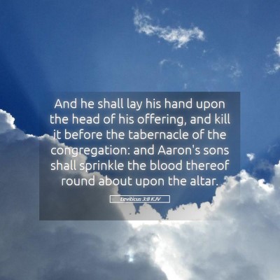 Picture 05 - Leviticus 3:8 KJV - And he shall lay his hand upon the head of his - Bible Verse Picture