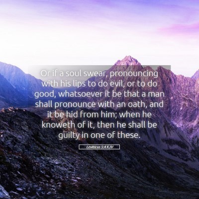 Picture 05 - Leviticus 5:4 KJV - Or if a soul swear, pronouncing with his lips to - Bible Verse Picture