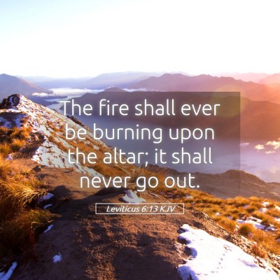 Picture 05 - Leviticus 6:13 KJV - The fire shall ever be burning upon the altar; it - Bible Verse Picture