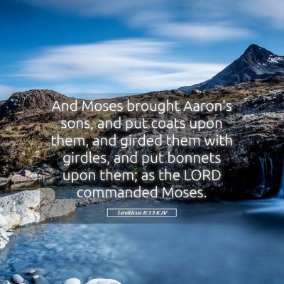 Picture 05 - Leviticus 8:13 KJV - And Moses brought Aaron's sons, and put coats - Bible Verse Picture