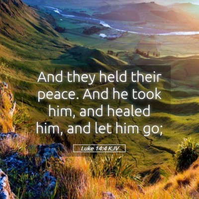 Picture 05 - Luke 14:4 KJV - And they held their peace. And he took him, and - Bible Verse Picture