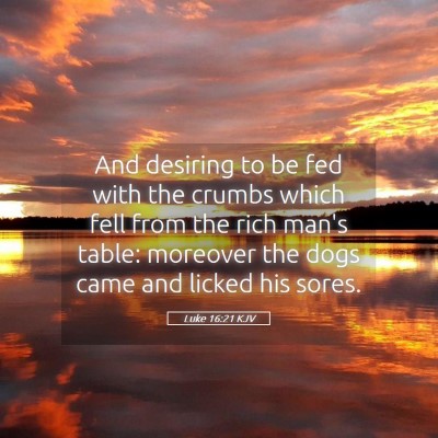 Picture 05 - Luke 16:21 KJV - And desiring to be fed with the crumbs which fell - Bible Verse Picture