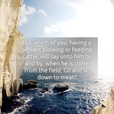 Picture 05 - Luke 17:7 KJV - But which of you, having a servant plowing or - Bible Verse Picture