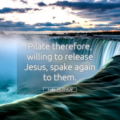 Picture 05 - Luke 23:20 KJV - Pilate therefore, willing to release Jesus, spake - Bible Verse Picture