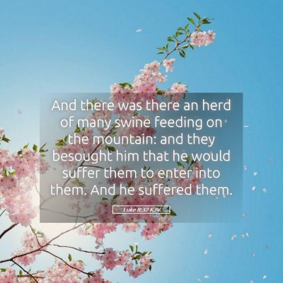 Picture 05 - Luke 8:32 KJV - And there was there an herd of many swine feeding - Bible Verse Picture