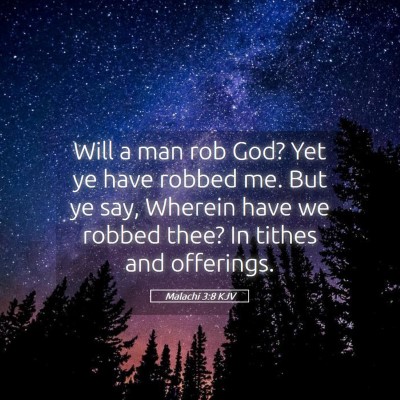 Picture 05 - Malachi 3:8 KJV - Will a man rob God? Yet ye have robbed me. But ye - Bible Verse Picture