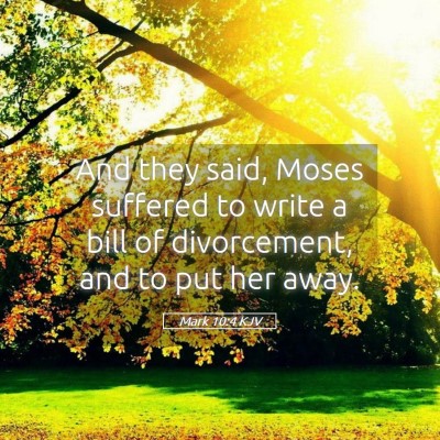 Picture 05 - Mark 10:4 KJV - And they said, Moses suffered to write a bill of - Bible Verse Picture