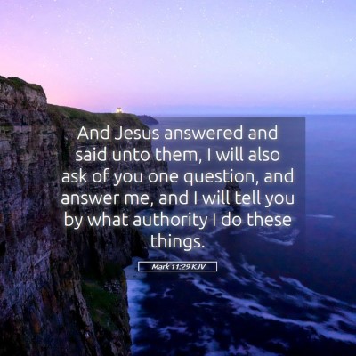 Picture 05 - Mark 11:29 KJV - And Jesus answered and said unto them, I will - Bible Verse Picture
