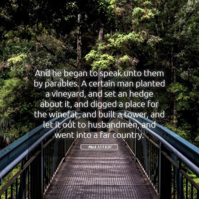 Picture 05 - Mark 12:1 KJV - And he began to speak unto them by parables. A - Bible Verse Picture