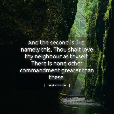 Picture 05 - Mark 12:31 KJV - And the second is like, namely this, Thou shalt - Bible Verse Picture