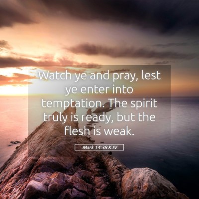 Picture 05 - Mark 14:38 KJV - Watch ye and pray, lest ye enter into temptation. - Bible Verse Picture