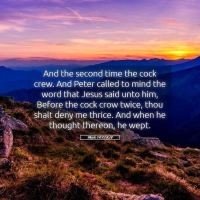 Picture 05 - Mark 14:72 KJV - And the second time the cock crew. And Peter - Bible Verse Picture