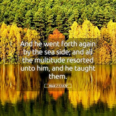 Picture 05 - Mark 2:13 KJV - And he went forth again by the sea side; and all - Bible Verse Picture