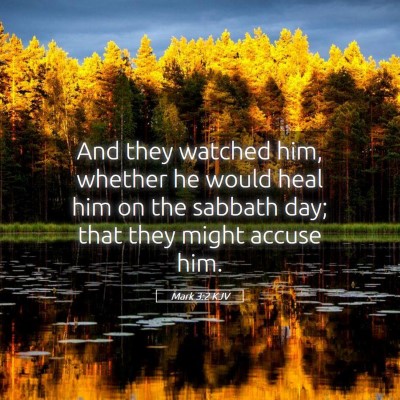 Picture 05 - Mark 3:2 KJV - And they watched him, whether he would heal him - Bible Verse Picture