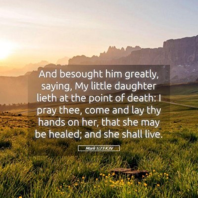 Picture 05 - Mark 5:23 KJV - And besought him greatly, saying, My little - Bible Verse Picture