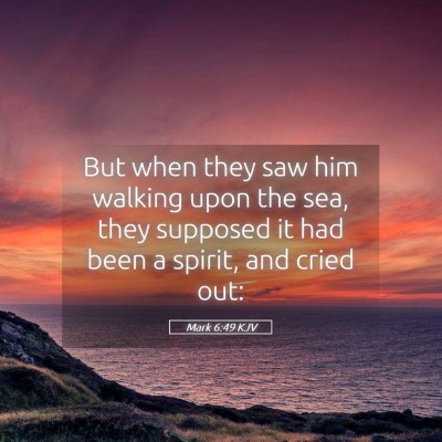 Picture 05 - Mark 6:49 KJV - But when they saw him walking upon the sea, they - Bible Verse Picture