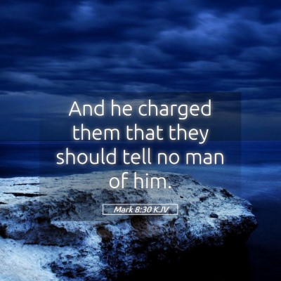Picture 05 - Mark 8:30 KJV - And he charged them that they should tell no man - Bible Verse Picture