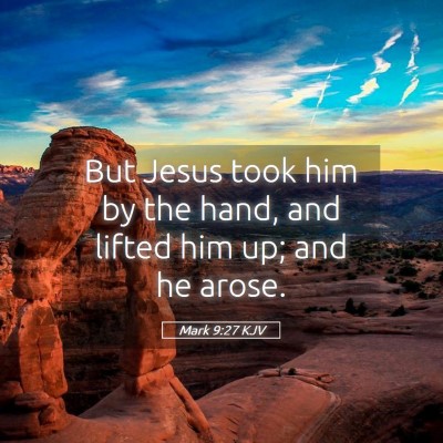 Picture 05 - Mark 9:27 KJV - But Jesus took him by the hand, and lifted him - Bible Verse Picture