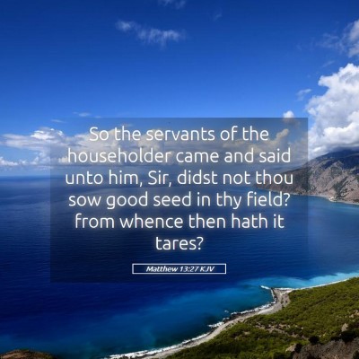 Picture 05 - Matthew 13:27 KJV - So the servants of the householder came and said - Bible Verse Picture
