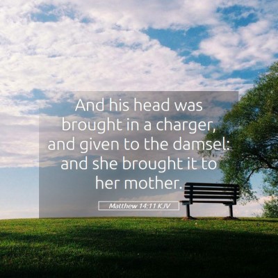Picture 05 - Matthew 14:11 KJV - And his head was brought in a charger, and given - Bible Verse Picture