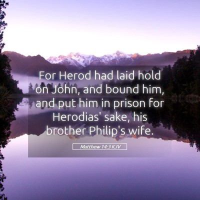 Picture 05 - Matthew 14:3 KJV - For Herod had laid hold on John, and bound him, - Bible Verse Picture