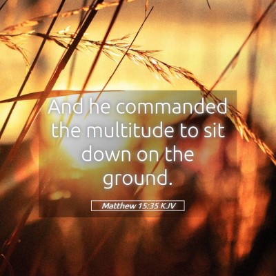 Picture 05 - Matthew 15:35 KJV - And he commanded the multitude to sit down on the - Bible Verse Picture